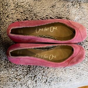 TOMS pink suede ballet Flats